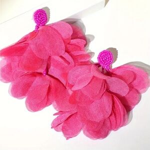 Rose Red Exaggerated Petal Earrings